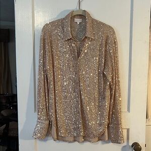 Entro Metallic Gold Sequin Top